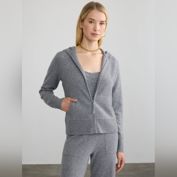 French Connection Gray Milange Baby Soft Plains Zip Through Hoodie Xs NWT New